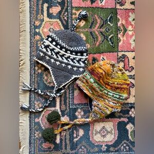 Bundle of 2 Wool trapper tassel beanie hats